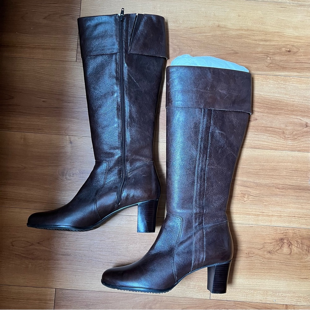 Talbots Tall Chocolate Brown Leather Boots